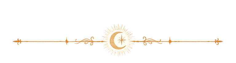 decorative gold line divider with celestial accents