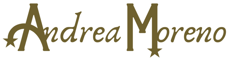 Logotipo dorado de Andrea Moreno sin fondo