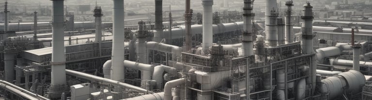 a large factory with a lot of oil and gas