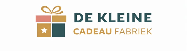 De Kleine Cadeau Fabriek logo with colorful gift box icon for personalized gifts.