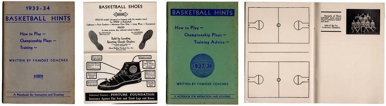 Rare Hood Rubber BF Goodrich Basketball Guides from the 1930s with plays and training