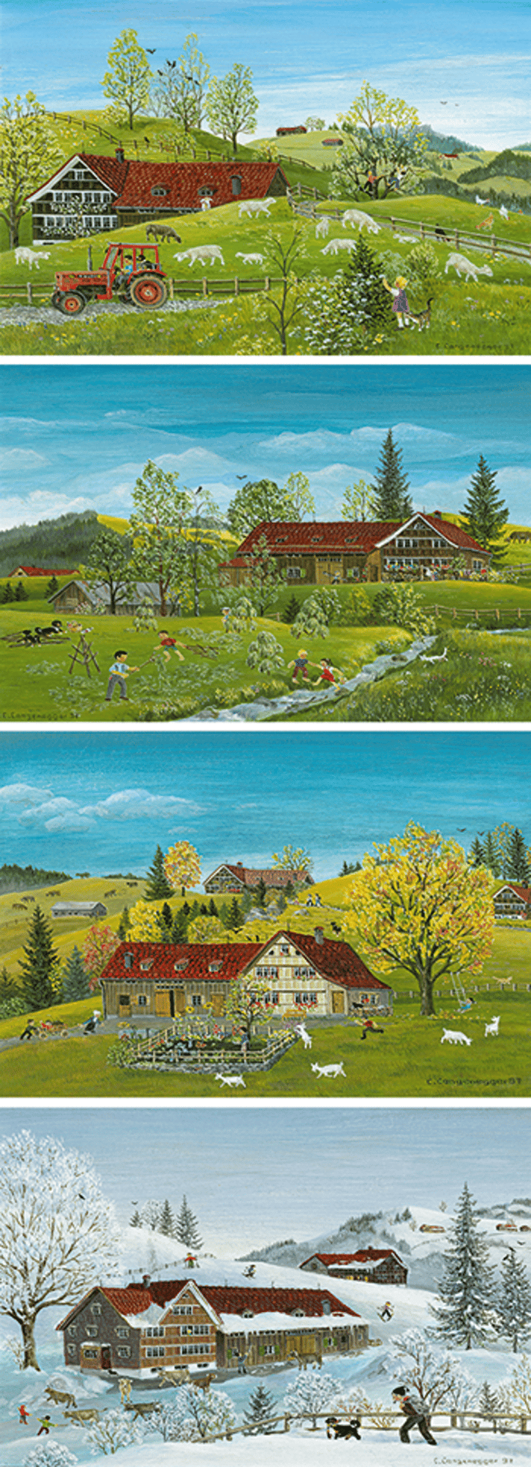 four pictures of a variety of different types of landscapes
