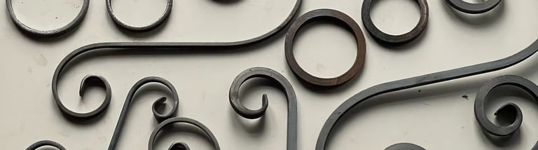 a bunch of metal and iron ironwork