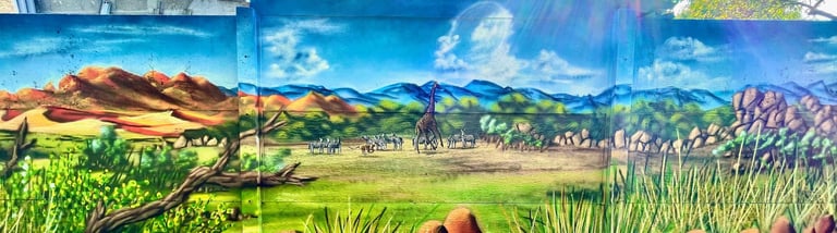 un graffiti représentant la savane namibienne