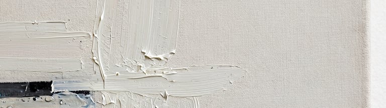 Detailed close-up of a contemporary abstract painting on canvas, showing thick impasto brushstrokes, fine fabric grain, and natural light catching the physical texture.
