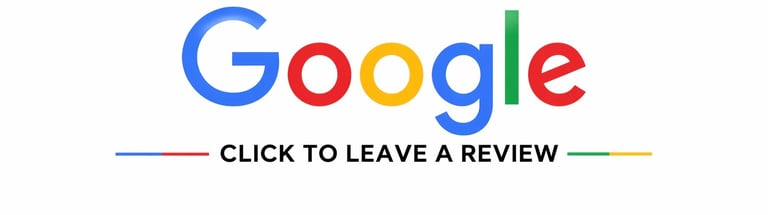 The official Google logo above a call to action button that says click to leave a review.
