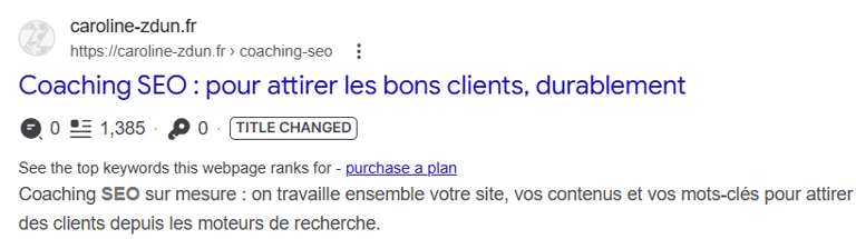 se placer dans les résultats de recherche
