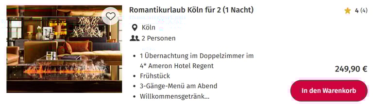 MyDays Romantikurlaub Köln Deal
