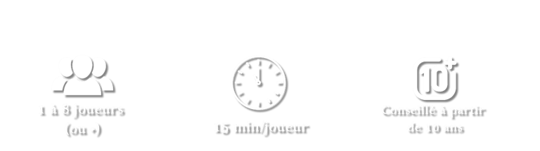1 à 8 joueurs  15 minutes par joueur, a partir de 8 ans