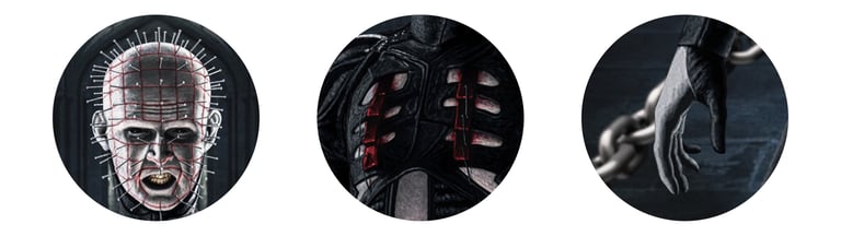 Detalles del fotomontaje de la película Hellraiser Pinhead