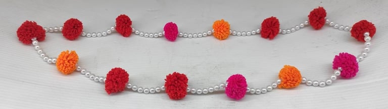 "Handcrafted artificial tribal-style necklace with multicolor flower embellishments-for global markets"