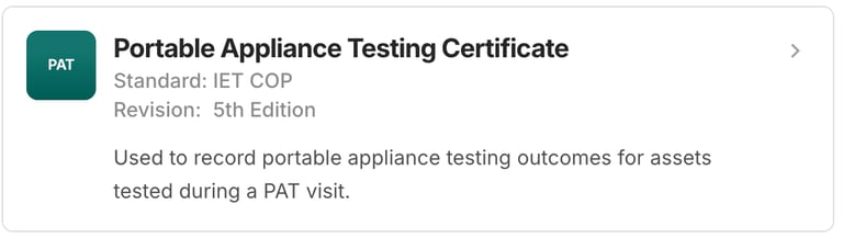 PAT testing certificate preview
