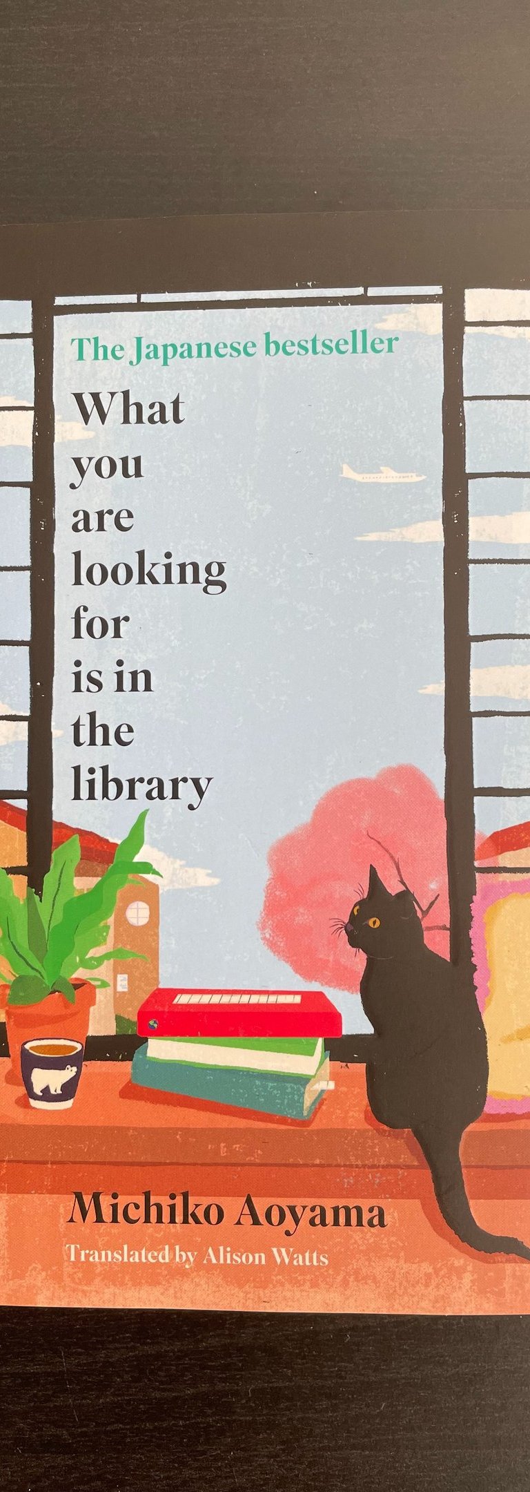 a book with a cat sitting on a table. What you are looking for is in the library