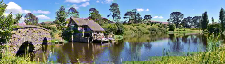 Bridge to the pub in Hobbiton, New Zealand