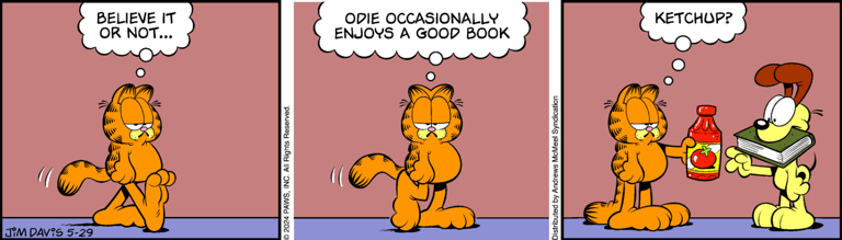 Garfield Strip - Ketching Up on a Good Book (Ha!)