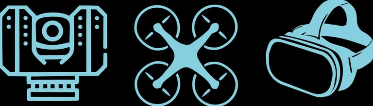 laser scanner, drone, visore VR