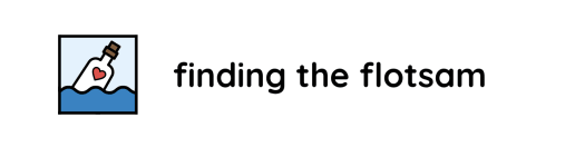 Finding the Flotsam logo featuring a message in a bottle icon floating on ocean waves.