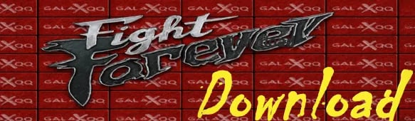 a red and black sign that says Download fight forever