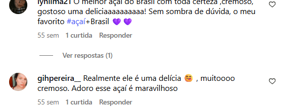 Cliente demonstrando satisfação na compra dos produtos da Açaí Mais Brasil 
