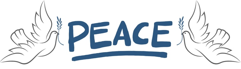 2 doves and a peace sign