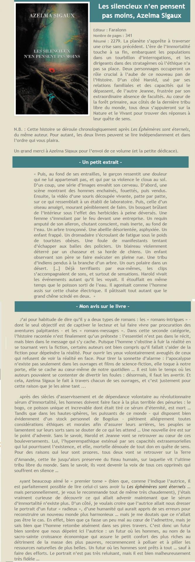 chronique livre les silencieux n'en pensent pas moins azelma sigaux les mots étaient livres partie 1