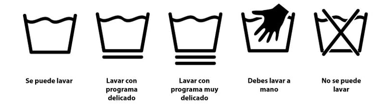 A set of laundry labels that says how you can clean your clothes