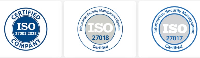 ISO 27017, ISO 27018, AND ISO 27001-2022 COMPLIANT BADGES