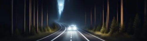 Car on Highway at Night