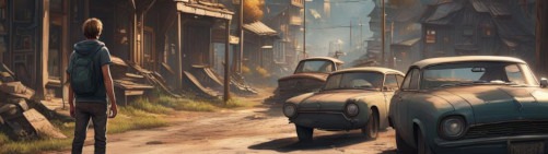 Boy Alone in Mountain Town