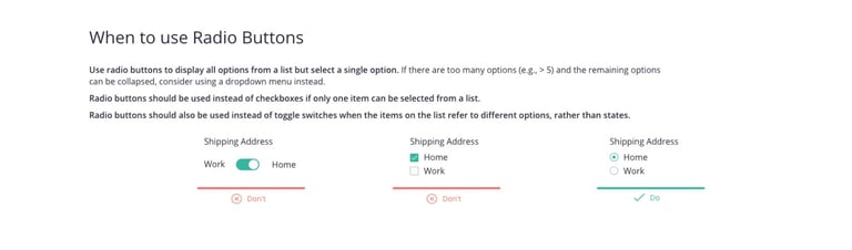 When to use radio buttons