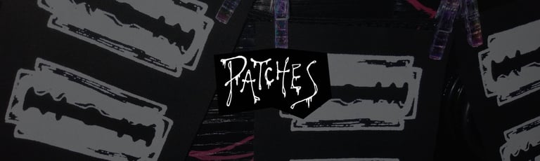 handmade screenprinted patches for alt fashion