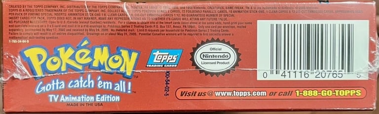 Display Topps Pokémon series 2 US 11 boosters dessous
