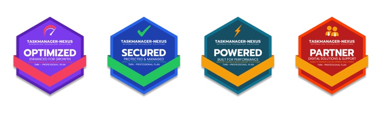 Security, Performance, Technology, Partnership, and Verified Business credentials demonstrating trust, optimization, cutting-