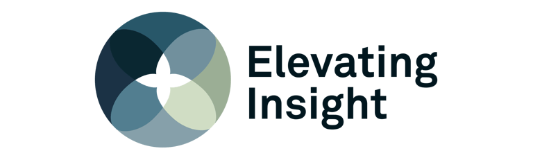 Elevating Insight logo with a blue and green circular geometric symbol.