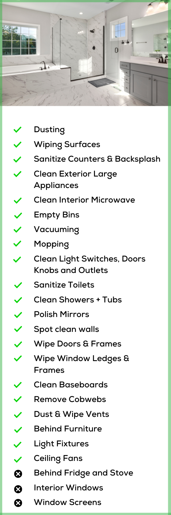 Detailed deep cleaning service package includes vent cleaning and ceiling fans cleaning
