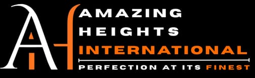 Amazing Heights International logo with stylized AF initials and slogan Perfection at its Finest.