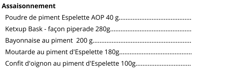 tarifs assaisonement