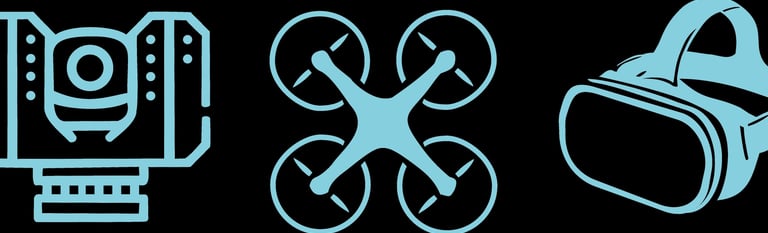laser scanner, drone, visore VR