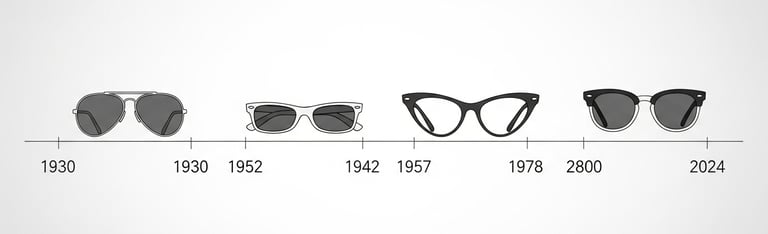 Timeline de diseños vintage de lentes de sol más icónicos