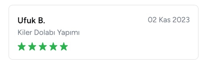 Ufuk kiler dolabı yapımı için evaloft yapı dekorasyona 5 yıldız verdi