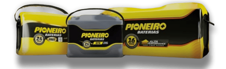 Baterias Pioneiro distribuídas pela Reginaldo Baterias em Maringá