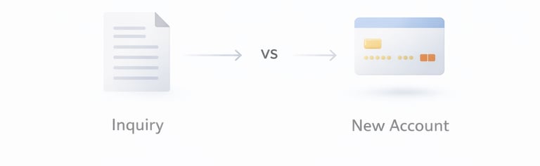 Illustration showing the difference between a credit inquiry and a newly opened credit account in cr