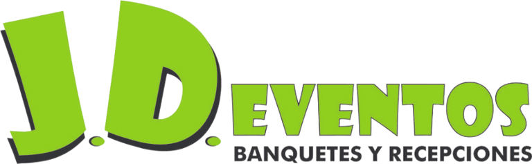 "Logotipo de JD Eventos en verde, empresa de banquetes y recepciones.