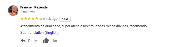 Depoimento de cliente satisfeita – “Atendimento de qualidade, super atenciosos tirou todas minha dúv
