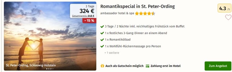 Kurz mal Weg Deal: Romantikspecial in St. Peter-Ording