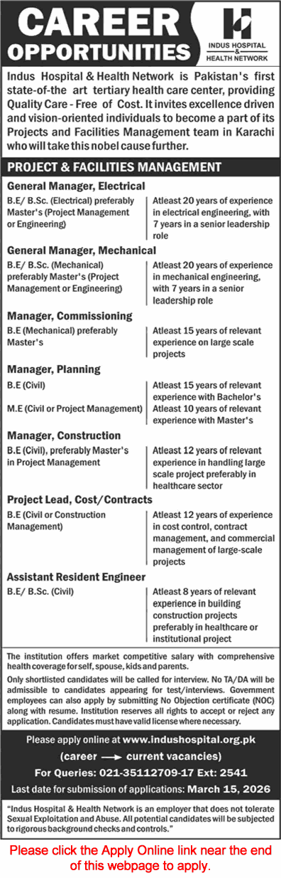 Indus Hospital Karachi Jobs March 2026 Apply Online Managers & Others Latest