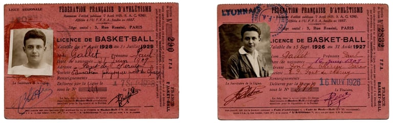 1920s Licence De Basket-Ball French Basketball Players Vintage Athletics Federation Licences