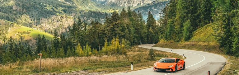 Lamborghini driving in the forest