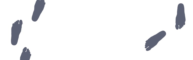 Human footprints walking in looped direction