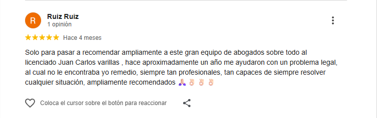 Recomendación de un cliente feliz